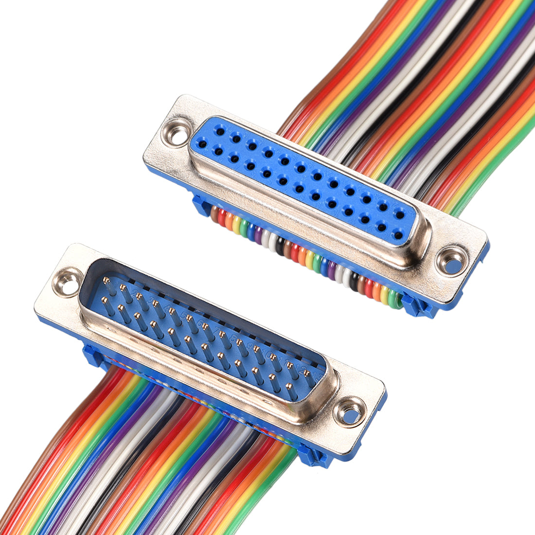 uxcell Uxcell IDC Rainbow Wire Flat Ribbon Cable DB25 Male to DB25 Female Connector 2.54mm Pitch 11.8inch Length