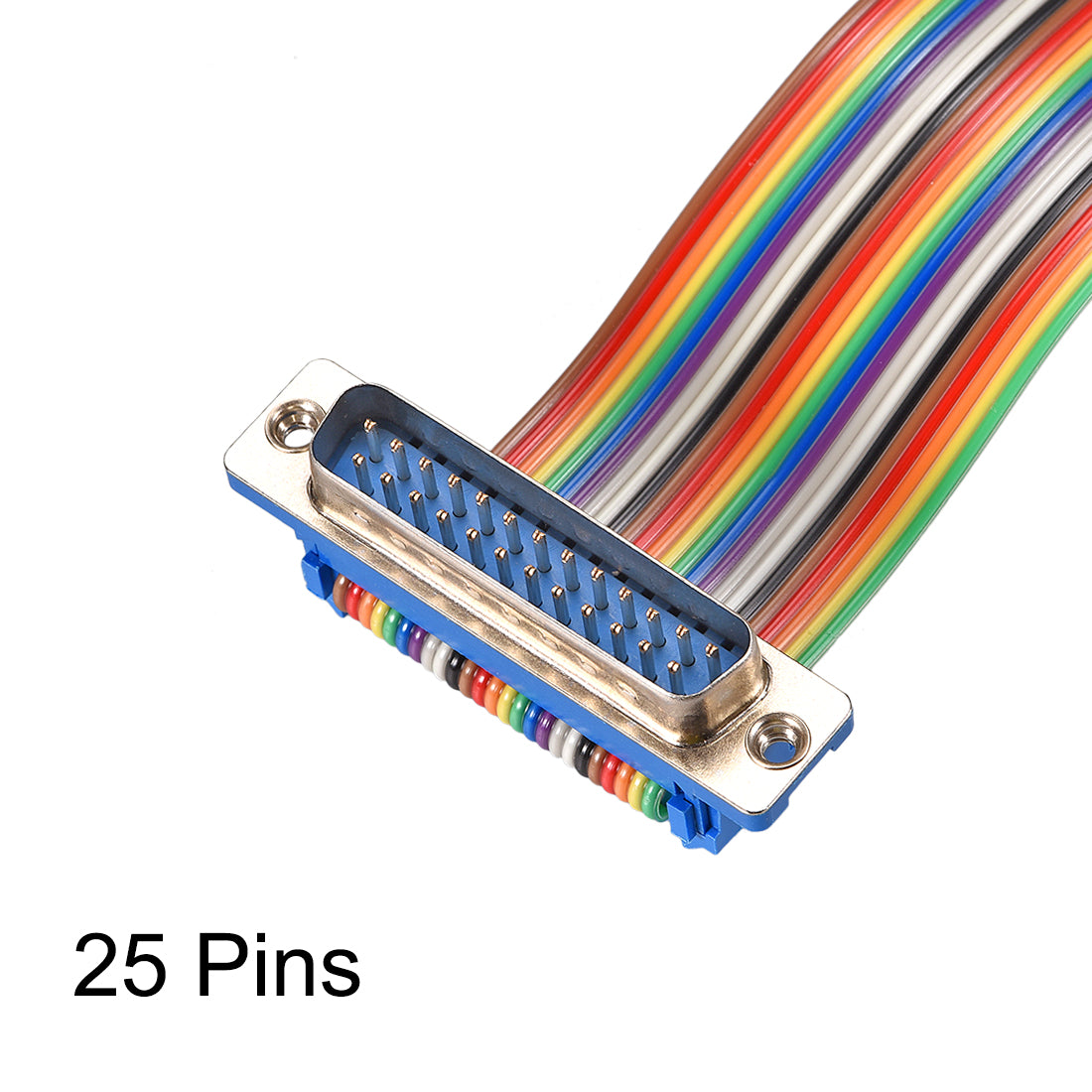 uxcell Uxcell IDC Rainbow Wire Flat Ribbon Cable DB25 Male to DB25 Male Connector 2.54mm Pitch 11.8inch Length