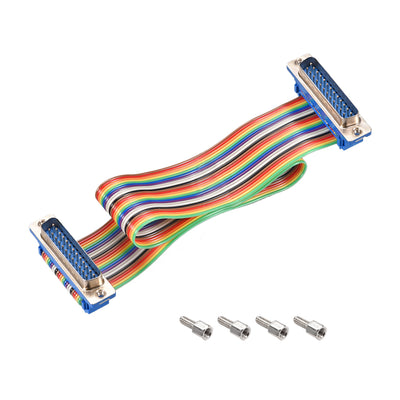 Harfington Uxcell IDC Rainbow Wire Flat Ribbon Cable DB25 Male to DB25 Male Connector 2.54mm Pitch 11.8inch Length