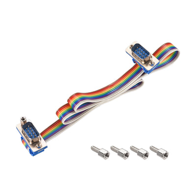 uxcell Uxcell IDC Rainbow Wire Flat Ribbon Cable DB9 M/M Connector 2.54mm Pitch 19.7inch Long