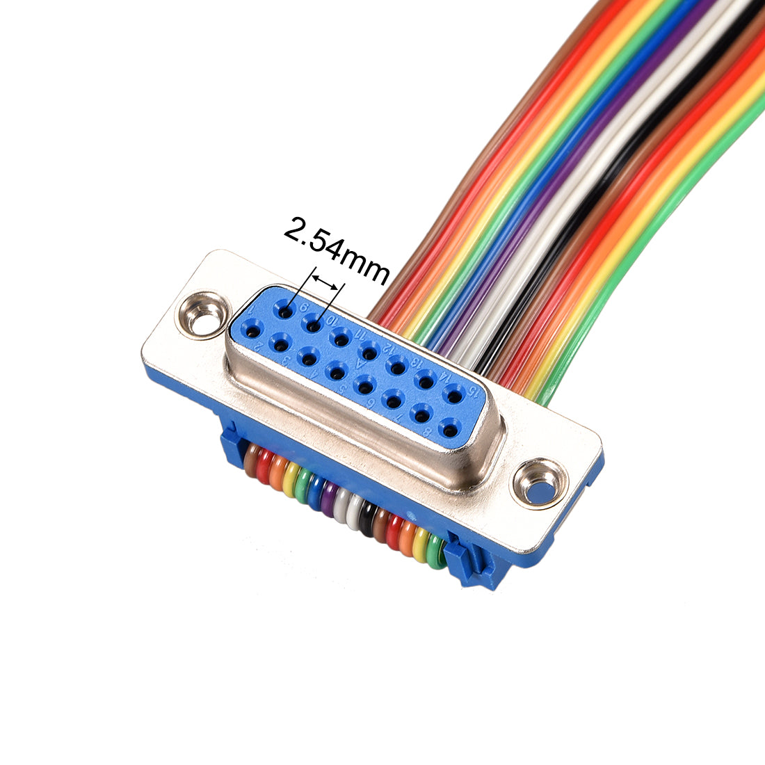 uxcell Uxcell IDC Rainbow Wire Flat Ribbon Cable DB15 F/F Connector 2.54mm Pitch 19.7inch Long