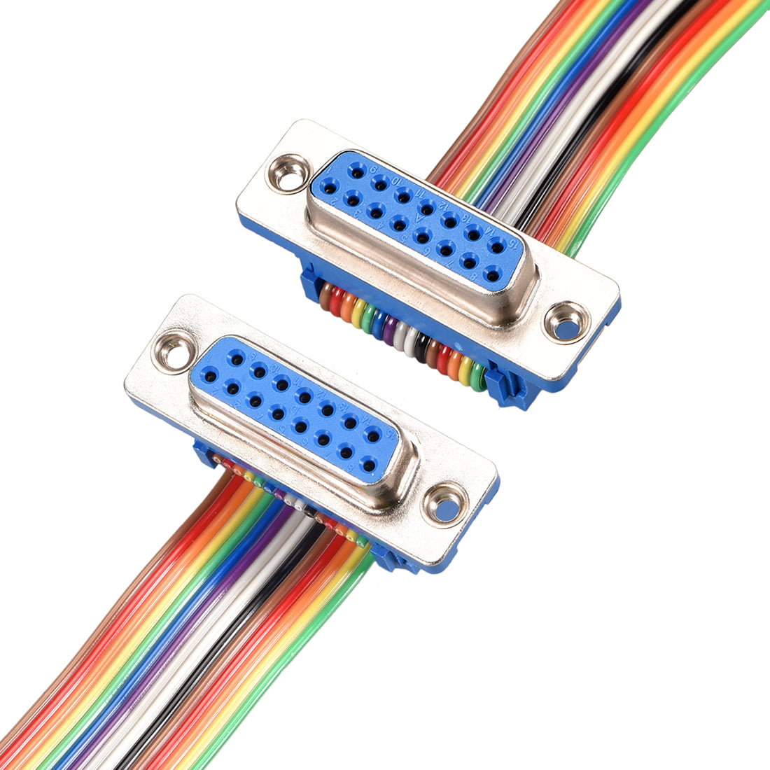 uxcell Uxcell IDC Rainbow Wire Flat Ribbon Cable DB15 F/F Connector 2.54mm Pitch 19.7inch Long