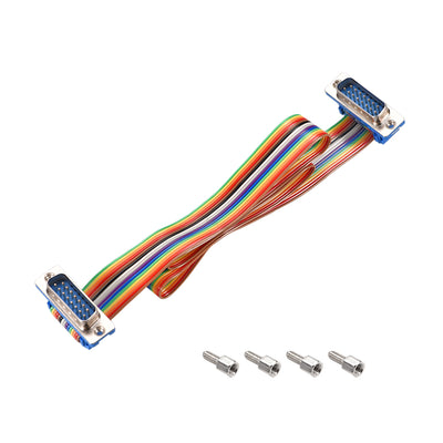 Harfington Uxcell IDC Rainbow Wire Flat Ribbon Cable DB15 M/M Connector 2.54mm Pitch 19.7inch Long