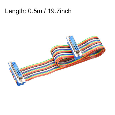 Harfington Uxcell IDC Rainbow Wire Flat Ribbon Cable DB25 F/F Connector 2.54mm Pitch 19.7inch Long