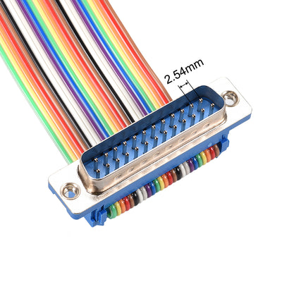 Harfington Uxcell IDC Rainbow Wire Flat Ribbon Cable DB25 Male to DB25 Male Connector 2.54mm Pitch 19.7inch Length