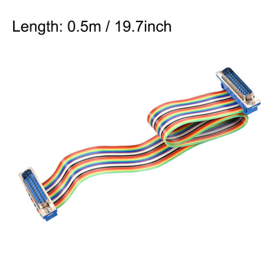 Harfington Uxcell IDC Rainbow Wire Flat Ribbon Cable DB25 Male to DB25 Male Connector 2.54mm Pitch 19.7inch Length