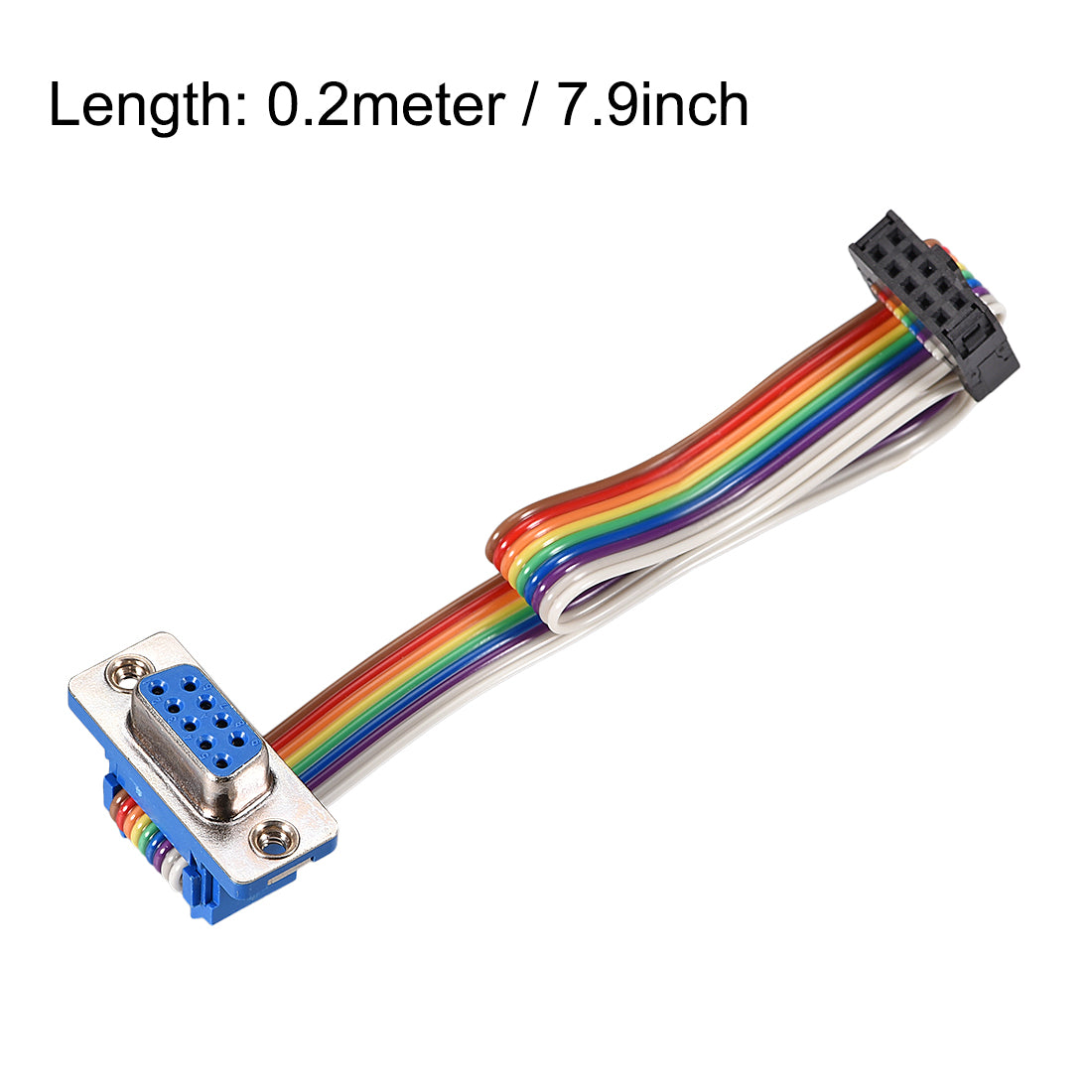 uxcell Uxcell Flat Ribbon Cable FC-10 to DB9 Female Connector 2.54mm Pitch 7.9inch Length