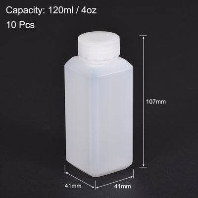 Harfington Uxcell Plastic Lab Chemical Reagent Bottle, 120ml/ 4oz Wide Mouth Sample Sealing Liquid/Solid Storage Bottles, White 10pcs