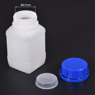 Harfington Uxcell Plastic Lab Chemical Reagent Bottle, 250ml/ 8.45 oz Wide Mouth Sample Sealing Liquid/Solid Storage Bottles, Blue 2pcs