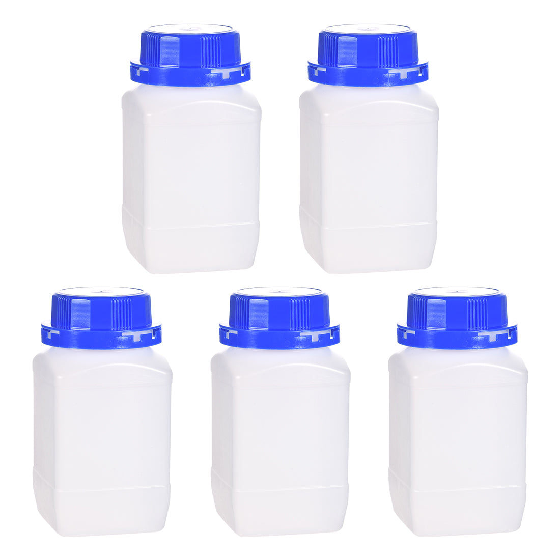 uxcell Uxcell Plastic Lab Chemical Reagent Bottle, 500ml/ 16.9 oz Wide Mouth Sample Sealing Liquid/Solid Storage Bottles, Blue 5pcs