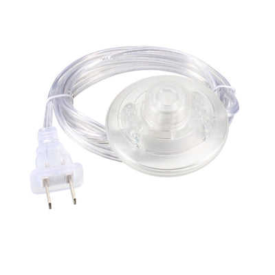Harfington Uxcell Inline Latching Foot Pedal Push Button Switch, Round Lamp Foot Control ON/Off Footswitch with 1.8M Wire US Plug Clear