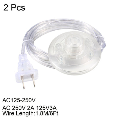 Harfington Uxcell Inline Latching Foot Pedal Push Button Switch, Round Lamp Foot Control ON/Off Footswitch with 1.8M Wire US Plug Clear 2Pcs