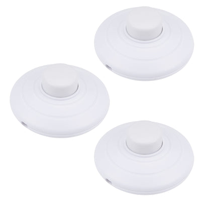 Harfington Uxcell Inline Foot Pedal Push Button Switch, Round Lamp Light Foot Control ON-OFF Footswitch White 3 Pcs