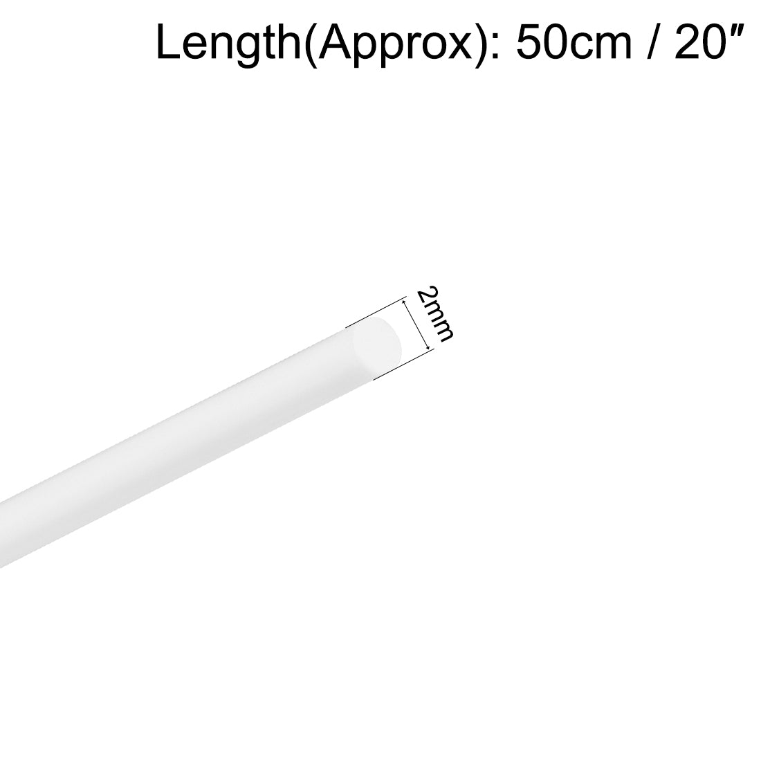 uxcell Uxcell 2mm× 20" ABS Plastic Round Bar Rod for Architectural Model Making DIY White 4pcs