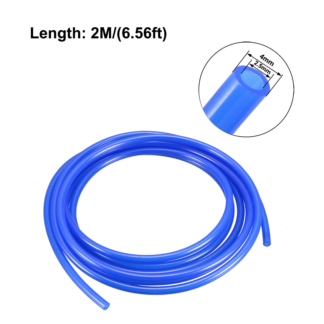 uxcell Uxcell Pneumatic Hose Tubing,4mm OD 2.5mm ID,Polyurethane PU Air Hose Pipe Tube,2 Meter 6.56ft,Blue