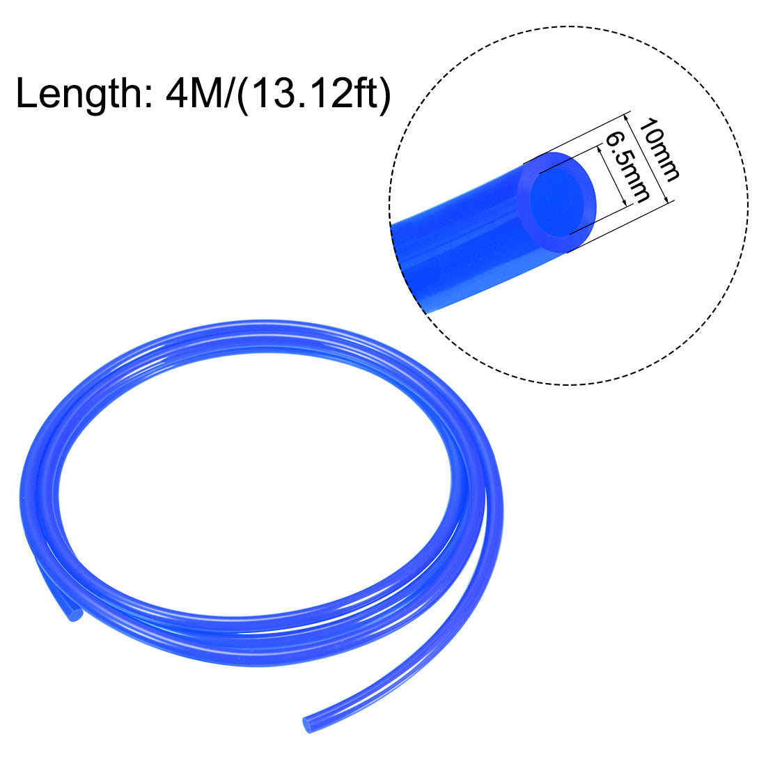 uxcell Uxcell Pneumatic Hose Tubing,10mm OD 6.5mm ID,Polyurethane PU Air Hose Pipe Tube,4 Meter 13.12ft,Blue