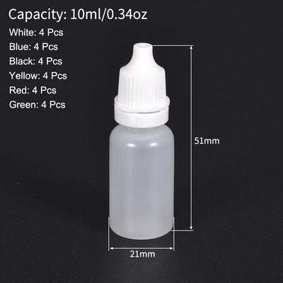 Harfington Uxcell 10ml/0.34 oz Empty Squeezable Dropper Bottle 24pcs