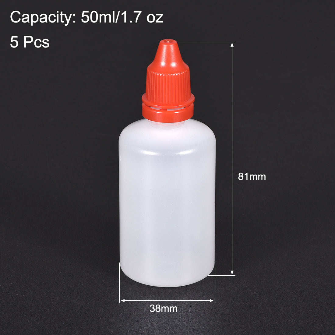uxcell Uxcell 50ml/1.7 oz Empty Squeezable Dropper Bottle Red 5pcs