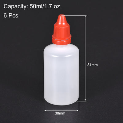Harfington Uxcell 50ml/1.7 oz Empty Squeezable Dropper Bottle White/Red 6pcs