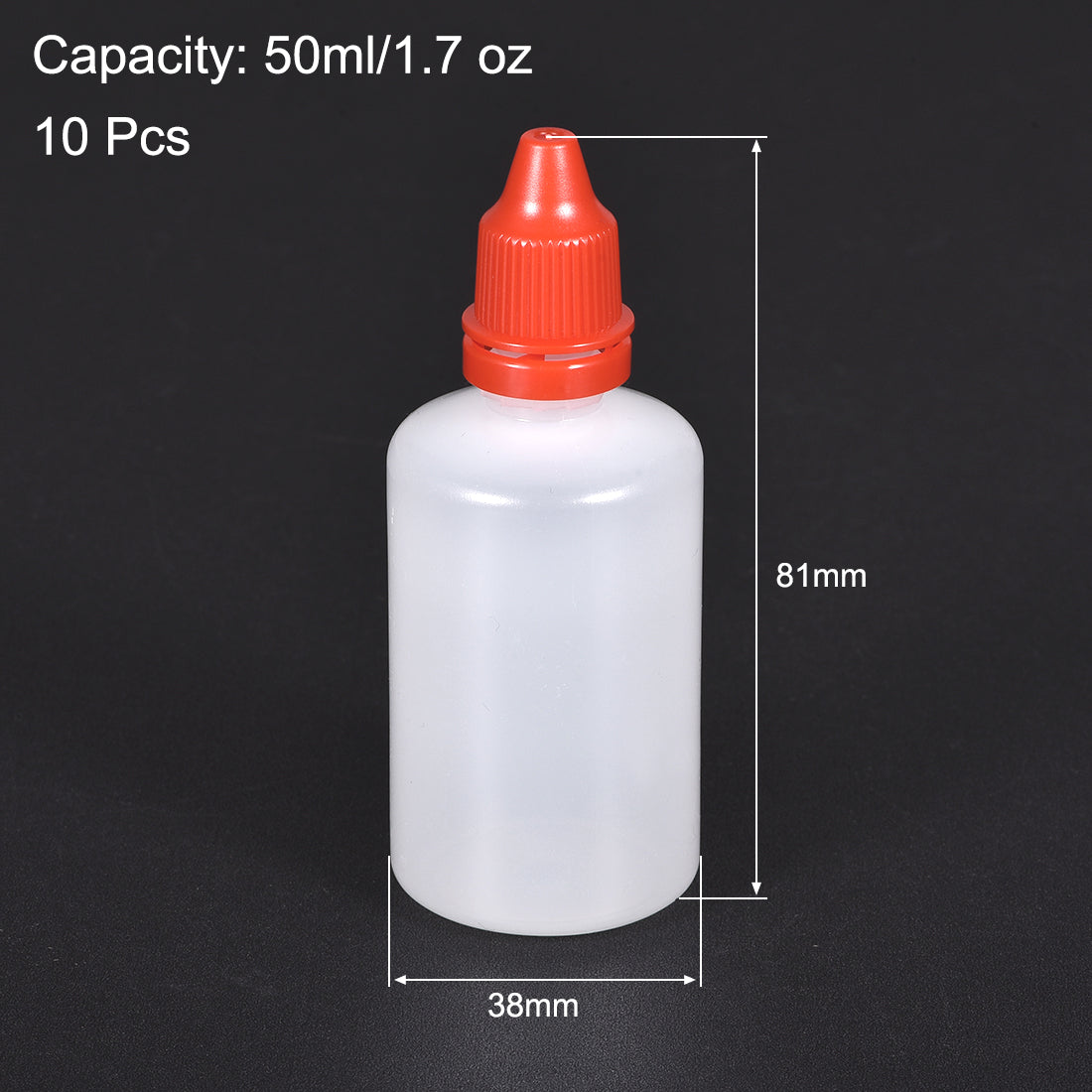 uxcell Uxcell 50ml/1.7 oz Empty Squeezable Dropper Bottle White/Red 10pcs