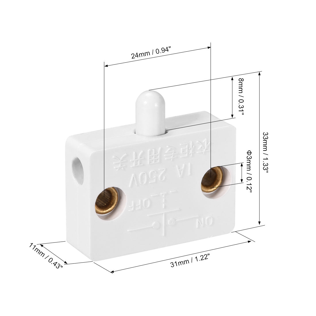 uxcell Uxcell Wardrobe Door Light Switch Momentary Cabinet Closet Switch Normally Closed 110-250V 1A White 2 Pcs