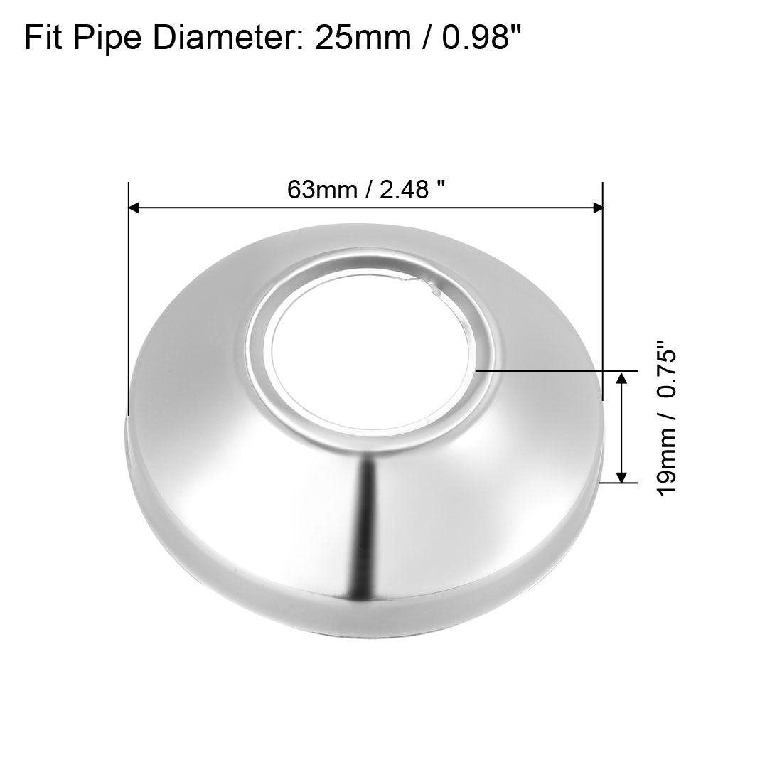 uxcell Uxcell Round Escutcheon Plate 63x19mm Stainless Steel Polishing for 25mm Diameter Pipe 2Pcs