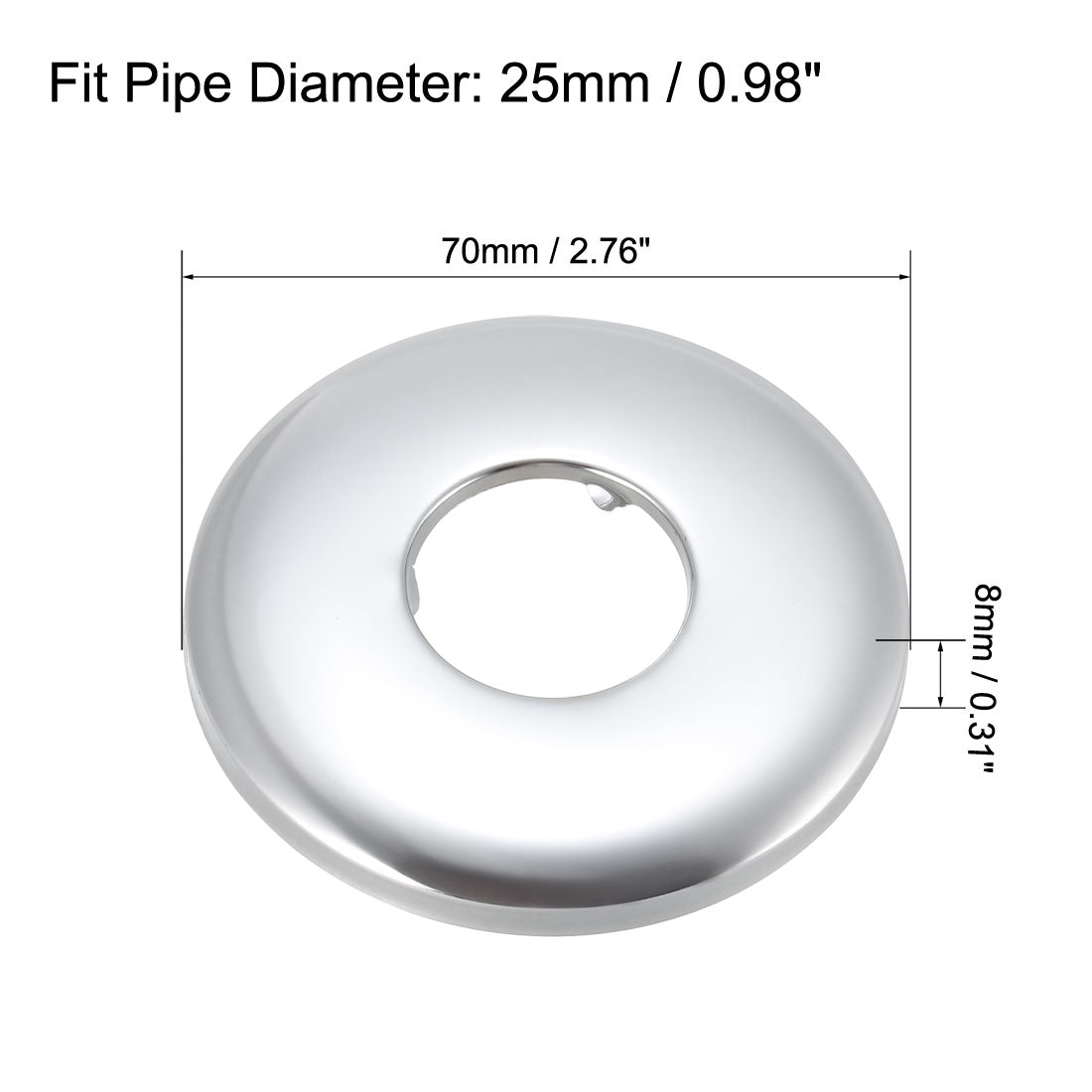uxcell Uxcell Round Escutcheon Plate 70x8mm Stainless Steel Polishing for 25mm Diameter Pipe 2Pcs