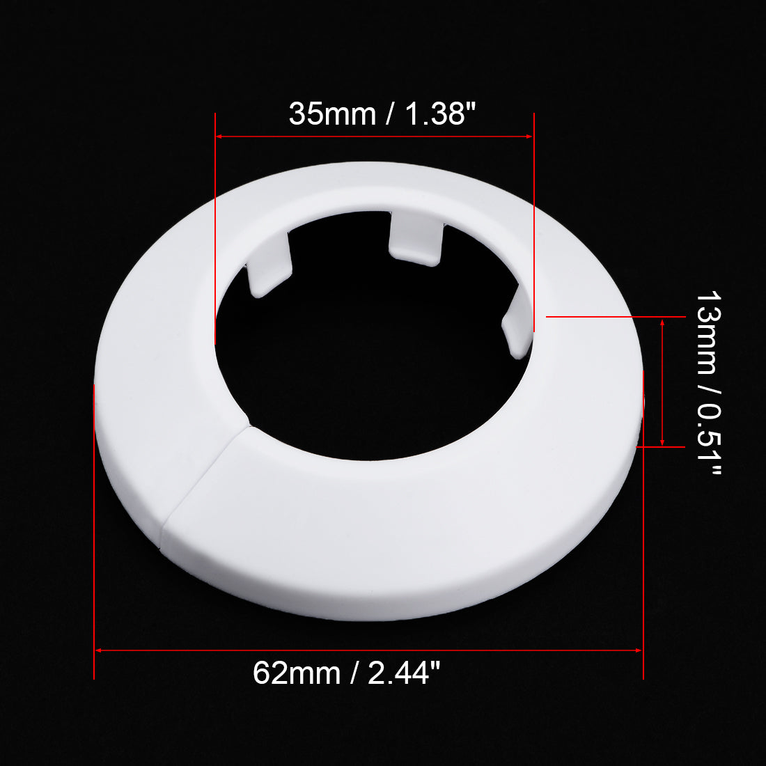 uxcell Uxcell 34-35mm Pipe Cover Decoration PP Plastic Water Pipe Escutcheon White 6pcs
