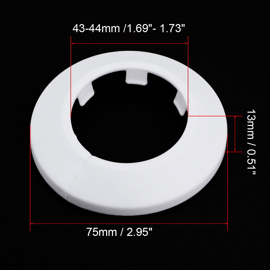 uxcell Uxcell 43-44mm Pipe Cover Decoration PP Plastic Water Pipe Escutcheon White 4pcs