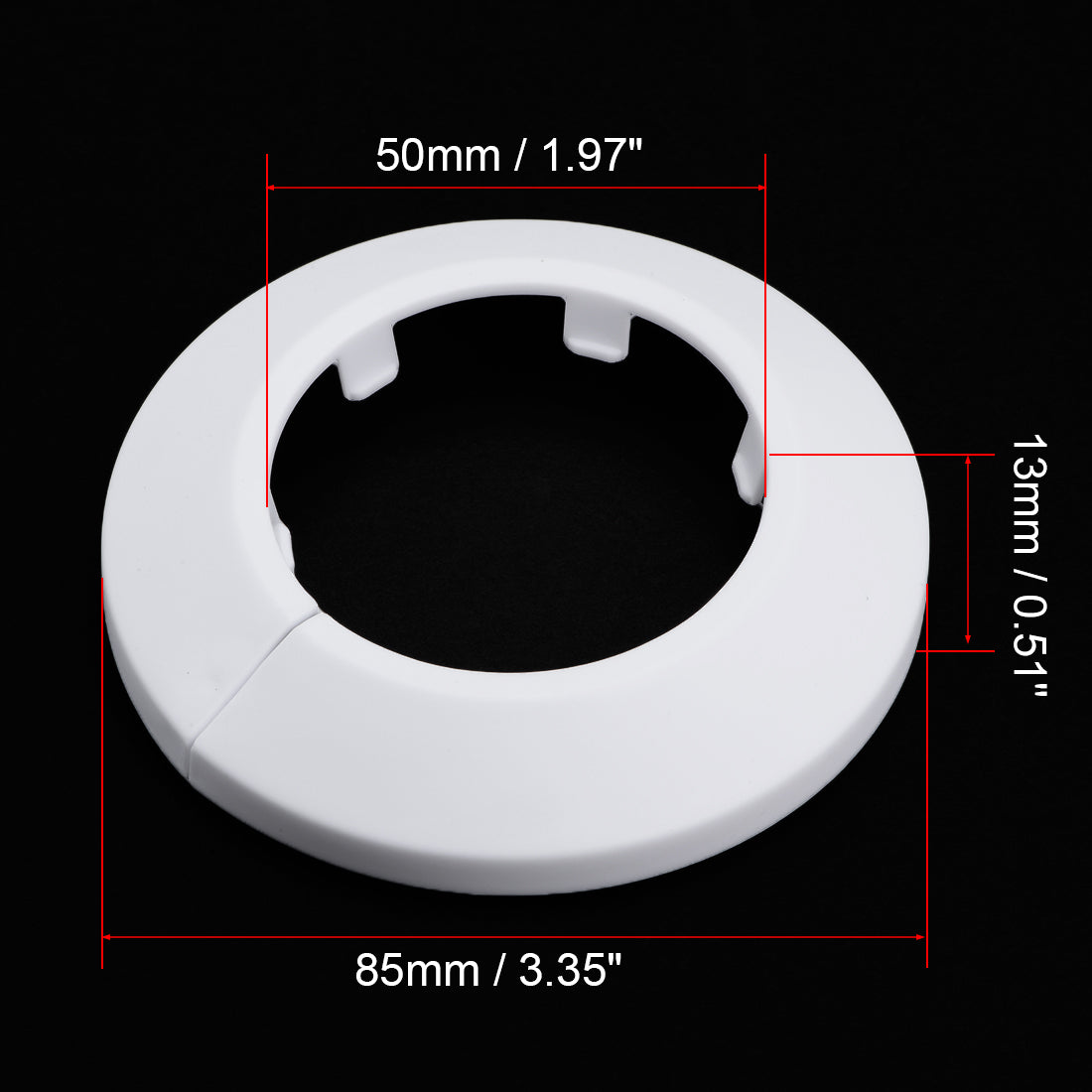 uxcell Uxcell 50mm Pipe Cover Decoration PP Plastic Water Pipe Escutcheon White 8pcs