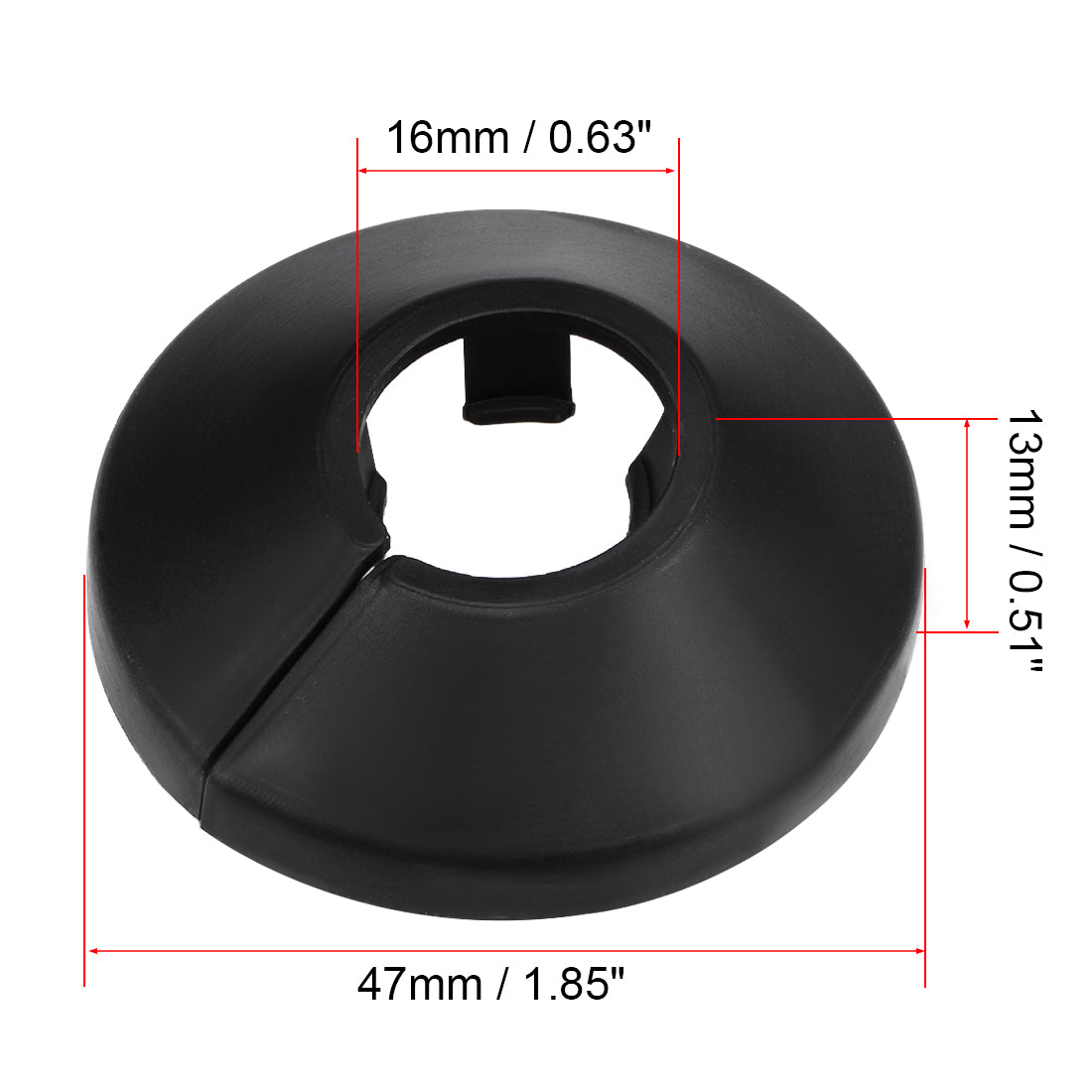 uxcell Uxcell 17mm Pipe Cover Decoration PP Plastic Water Pipe Escutcheon Black 8pcs
