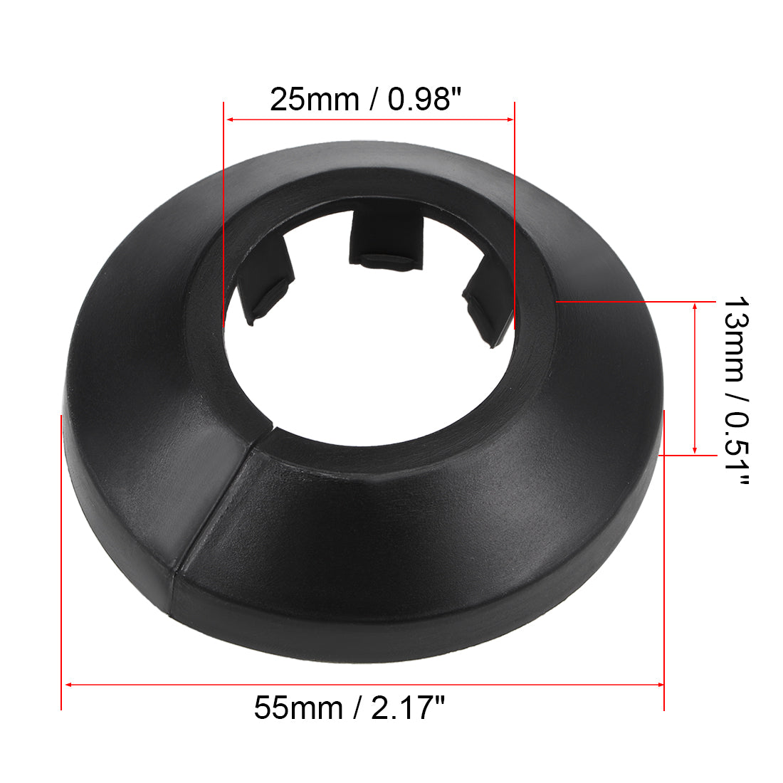 uxcell Uxcell 25mm Pipe Cover Decoration PP Plastic Water Pipe Escutcheon Black 8pcs