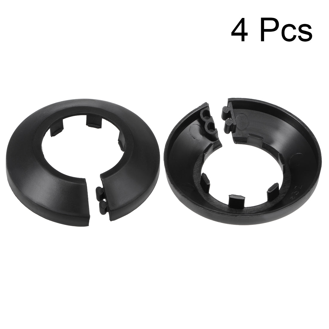 uxcell Uxcell 32mm Pipe Cover Decoration PP Plastic Water Pipe Escutcheon Black 4pcs