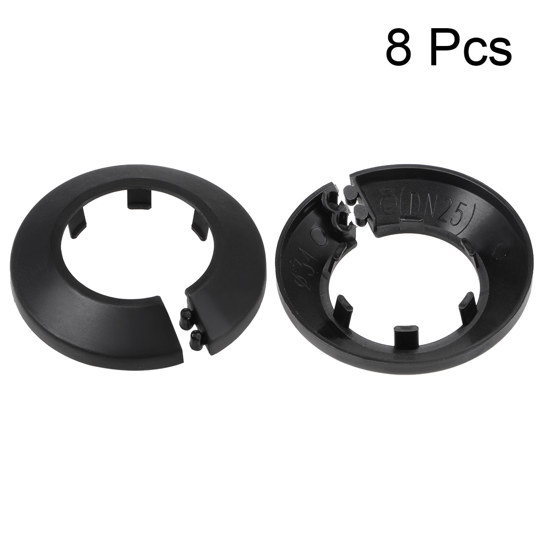 uxcell Uxcell 34-35mm Pipe Cover Decoration PP Plastic Water Pipe Escutcheon Black 8pcs