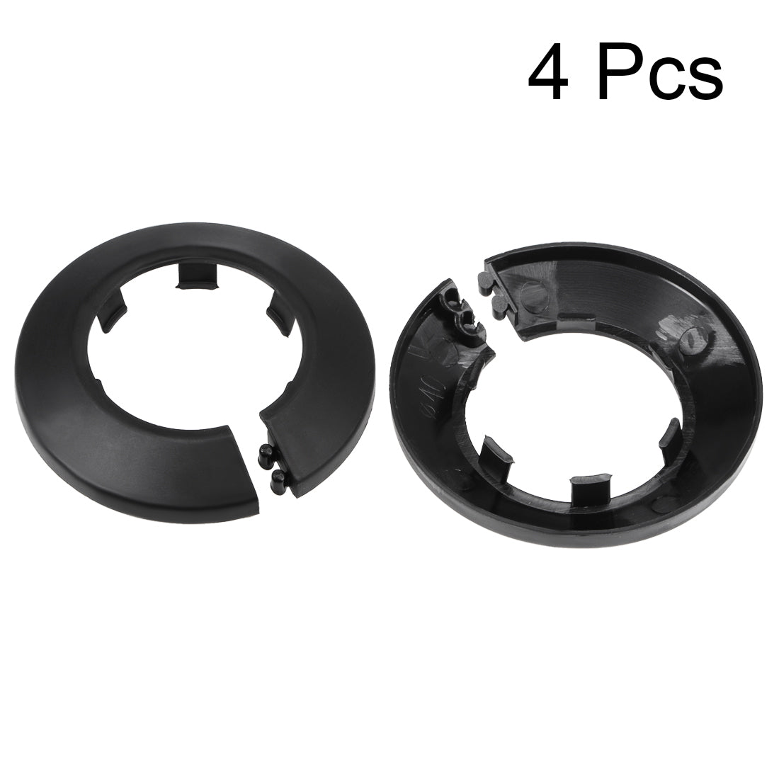 uxcell Uxcell 40mm Pipe Cover Decoration PP Plastic Water Pipe Escutcheon Black 4pcs