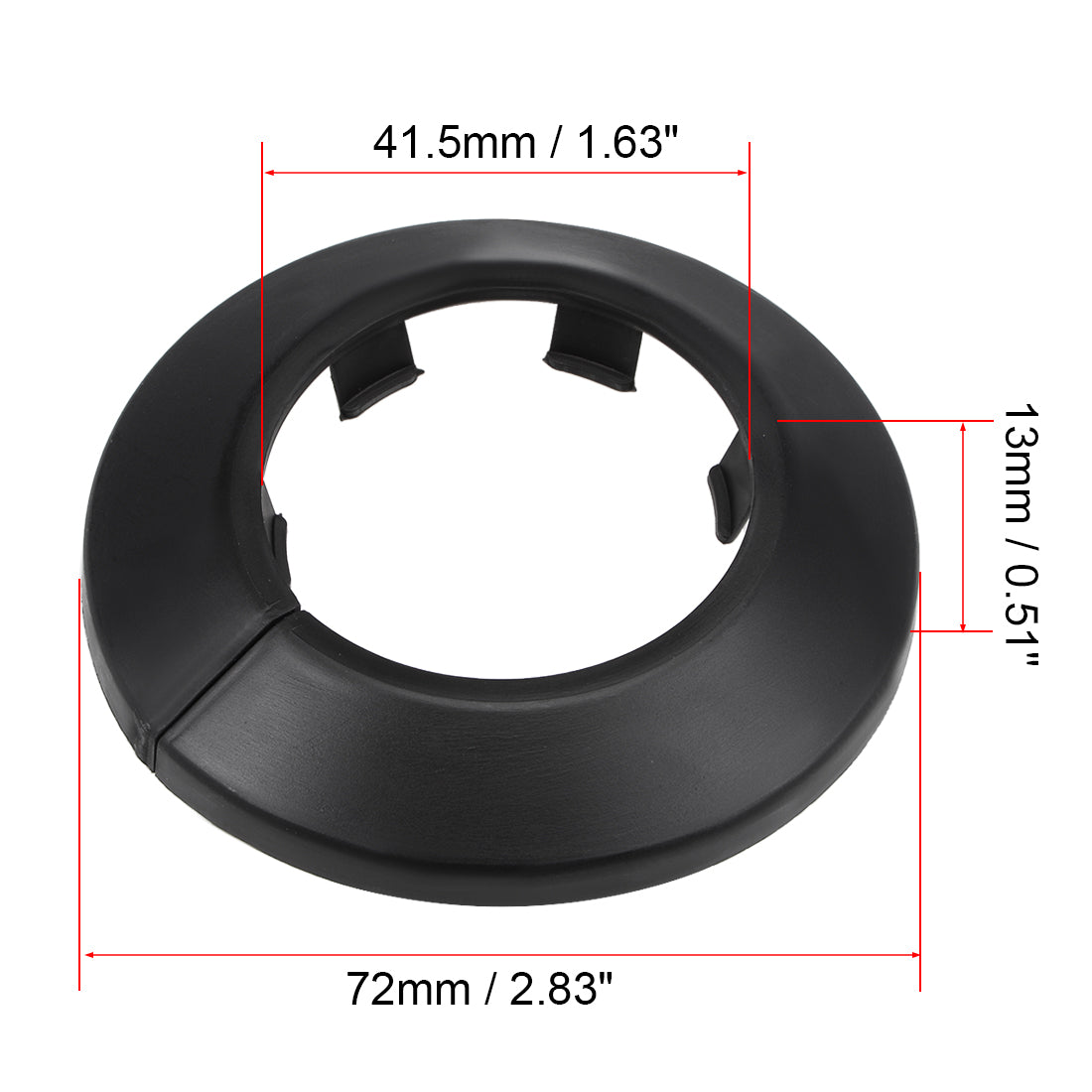 uxcell Uxcell 40mm Pipe Cover Decoration PP Plastic Water Pipe Escutcheon Black 4pcs