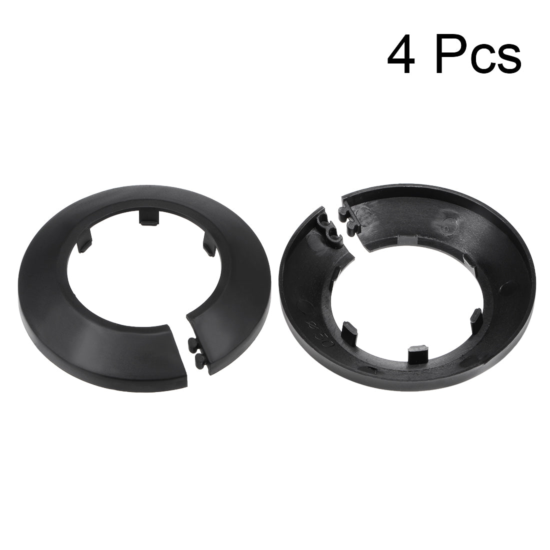 uxcell Uxcell 50mm Pipe Cover Decoration PP Plastic Water Pipe Escutcheon Black 4pcs