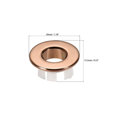 Harfington Uxcell Sink Basin Trim Overflow Cover Copper Insert in Hole Round Caps 2Pcs