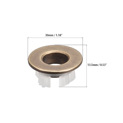 Harfington Uxcell Sink Basin Trim Overflow Cover Copper Insert in Hole Round Caps 2Pcs