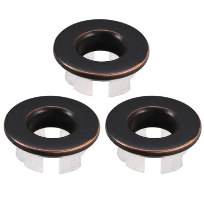 uxcell Uxcell Sink Basin Trim Overflow Cover Copper Insert in Hole Round Caps,Bronze Black,3Pcs