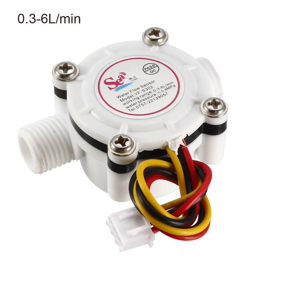 uxcell Uxcell G1/4 Hall Effect Liquid Water Flow Sensor Switch Flowmeter Counter DC5V 0.3-6L/min White YF-S302