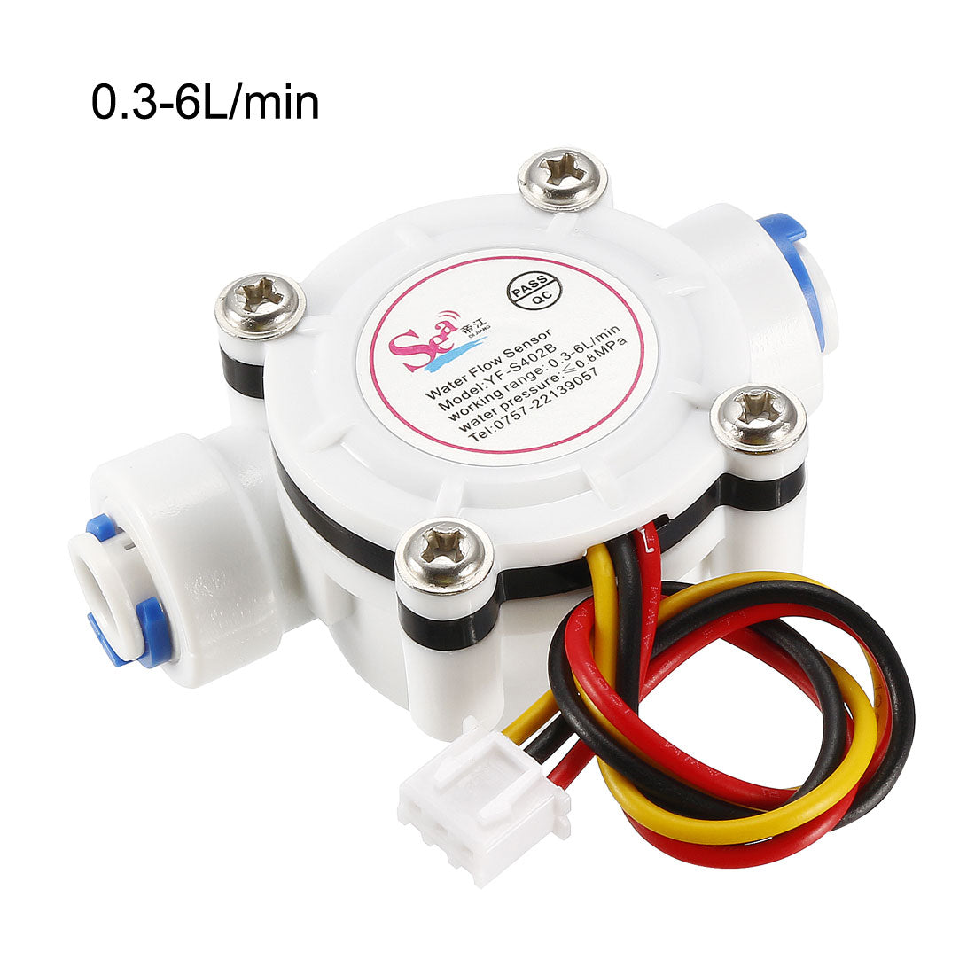 uxcell Uxcell 1/4in Quick Connect Hall Effect Liquid Water Flow Sensor Switch Flowmeter Meter DC5V 0.3-6L/min YF-S402B