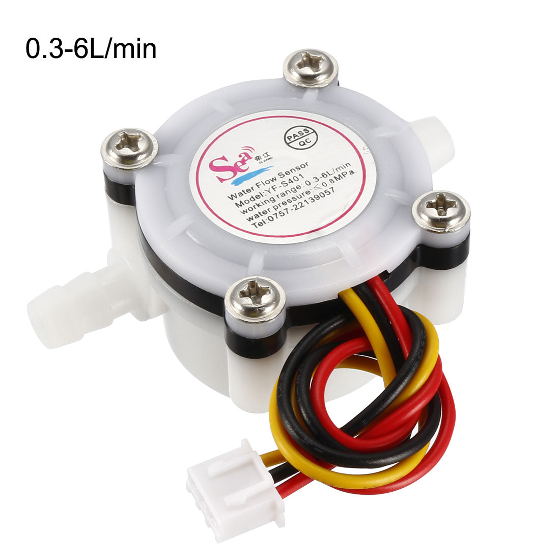 uxcell Uxcell 1/4in Hall Effect Liquid Water Flow Sensor Switch Flowmeter Counter DC5V 0.3-6L/min White YF-S401