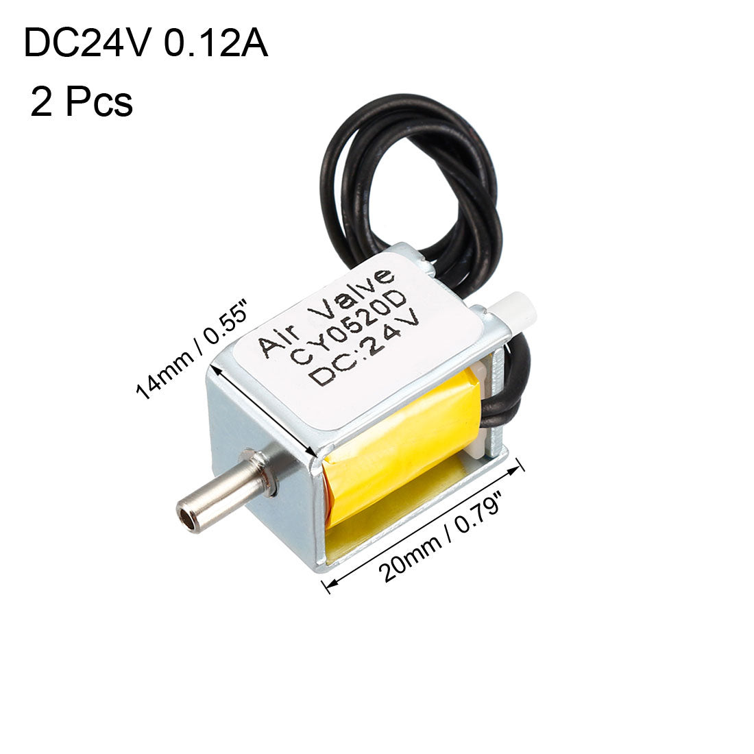 uxcell Uxcell Miniature Solenoid Valve 2 Way Normally Closed DC24V 0.12A Air Solenoid Valve, 2pcs