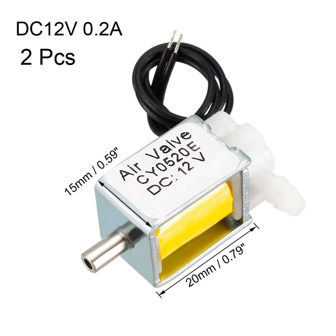 uxcell Uxcell Miniature Solenoid Valve 2 Position 3 Way DC 12V 0.2A Air Solenoid Valve, 2pcs