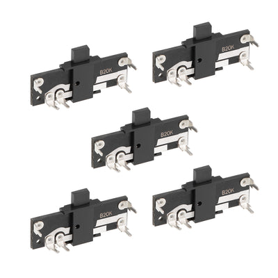 Harfington Uxcell 5pcs Fader Variable Resistors Mixer 30mm Straight Slide Potentiometer B20K Ohm Linear Single Potentiometers For Dimming Tuning