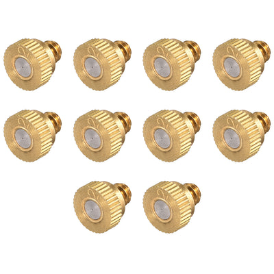 Harfington Uxcell Brass Misting Nozzle - 10/24 UNC 0.2mm Orifice Dia Replacement Heads for Outdoor Cooling System - 10 Pcs