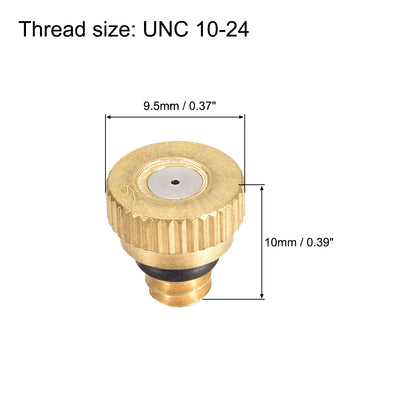 Harfington Uxcell Brass Misting Nozzle - 10/24 UNC 0.6mm Orifice Dia Replacement Heads for Outdoor Cooling System - 5 Pcs