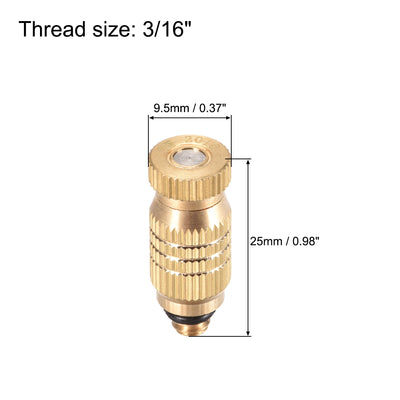 Harfington Uxcell Brass Misting Nozzle - 3/16-inch Threaded 0.2mm Orifice Dia Fogging Spray Head for Outdoor Cooling System - Golden