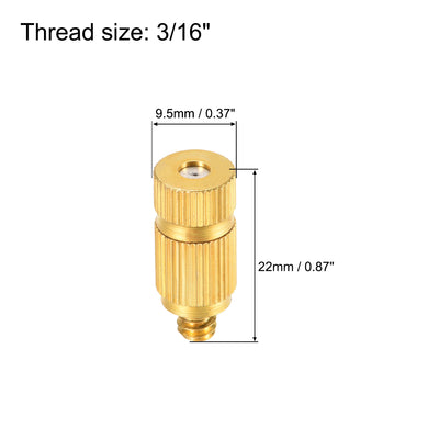 Harfington Uxcell Brass Misting Nozzle - 3/16-inch Threaded 0.6mm Orifice Dia Fogging Spray Head for Outdoor Cooling System - Golden